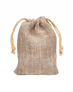 Jute-look zakjes XSmall, trekkoordje, 7.5x10cm(BxH), 4-kleuren